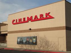 The Cinemark logo on the south end of the west exterior wall. - , Utah