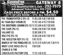 Advertisement for the Gateway 8 as part of the CinemaStar Theatres chain. - , Utah