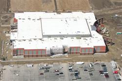 An aerial view of the east side of the theater and the parking lot. - , Utah