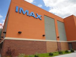 The IMAX logo, on the northwest corner of the building.
