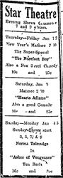 Advertisement for the Star Theatre in 1925.