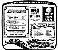 Newspaper advertisement for the Lagoon Opera House in 1971.