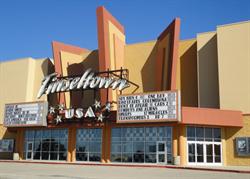 The entrance features two attraction boards, with the name of the theater in the center. - , Utah