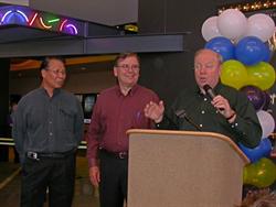 Larry H. Miller speaks at the ribbon cutting ceremony for the Megaplex 13. - , Utah