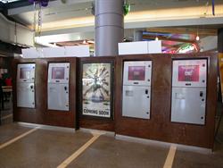 Four self-ticketing machines separate the lobby from the food court. - , Utah