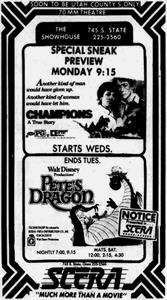 In the top border of the advertisement are the words, 'Soon to be Utah County's Only 70mm Theatre.'  The SCERA logo at the bottom of the ad has the tagline, 'Much More Than a Movie.' - , Utah