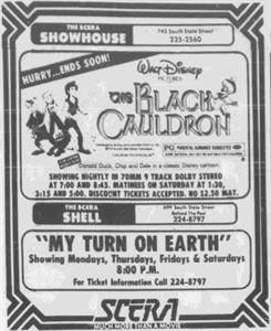 'Hurry... Ends Soon!' ad for 'The Black Cauldron' at the SCERA Showhouse. - , Utah