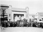 A group stands in front of the Vogue Theatre. - , Utah