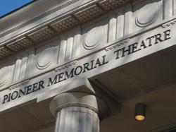 The name of the theater, above one of the two columns. - , Utah