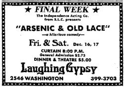 The Independence Acting Company of Salt Lake City presents 'Arsenic & Old Lace' at the Laughing Gypsy in December 1977. - , Utah