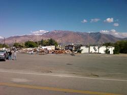 Looking across the parking lot at the few walls remaining of the Cinedome 70. - , Utah