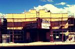 Scaffolding surrounds the theater as stucco is applied to the exterior. - , Utah