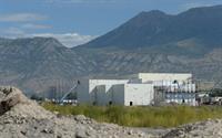 Mountains rise behind the theater complex. - , Utah
