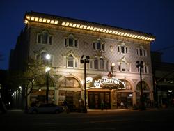 Facade of the Capitol Theatre at night, from across the street. - , Utah