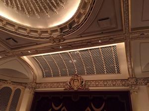 The ceiling in front of the stage, including a portion of the chandelier circle. - , Utah