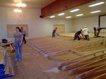 Sloped flooring is installed in the old town hall as it is converted into Brigham's Playhouse. - , Utah