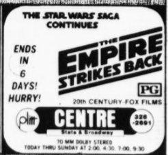 'The Empire Strikes Back' at the Centre Theatre.  'Ends in 6 days! Hurry!' - , Utah