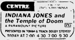 'Indiana Jones and the Temple of Doom' at the Centre Theatre, presented in 70MM 6 Track Dolby Stereo. - , Utah