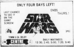 Last week of 'Star Wars' at the Centre Theatre.  'Only four days left!  Last chance to  see it on the giant screen!  Ends Thursday!' - , Utah