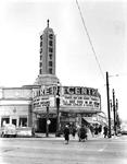The circular marquee of the Centre Theatre in 1951, as seen from across the street. - , Utah