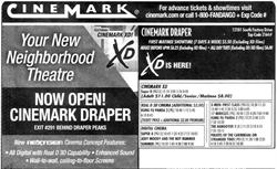 "Now Open" ad for the Cinemark Draper. - , Utah