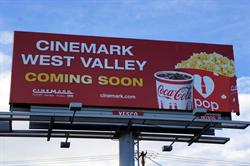 <p>A "Coming Soon" billboard for the Cinemark West Valley, along 5600 West.</p> - , Utah