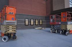 <p>Unfinished poster cases near the theater entrance.</p> - , Utah