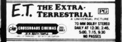 'E. T.: The Extra-Terrestrial' in 70mm Dolby Stereo at the Crossroads Cinemas. - , Utah
