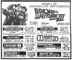 Crossroads Cinemas acquired a 70mm print of 'Back the the Future, Part III' about a month into its run. - , Utah