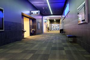 A cross hall, with entrances at either end for the IMAX auditorium. - , Utah