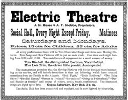 Newspaper advertisement for the Electric Theatre in the remodeled Social Hall. - , Utah