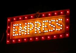 The name 'Empress' is spelled out in with white light bulbs, with a border of red lights. - , Utah