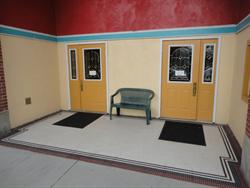 A bench sits between the two entrance doors. - , Utah