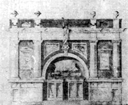 Black and white drawing of the Liberty Theatre.