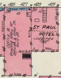 A stone front building with a hall on the third floor appears on the 1906 Sanborn fire insurance map. - , Utah