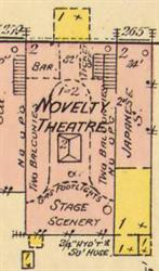 On the 1890 Sanborn map, the Novelty Theatre had a ticket office, two balconies, gas footlights and a stage with scenery. - , Utah