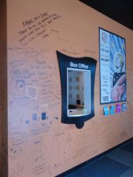 The box office window, across from the entrance doors.  Friends of the Children's Theatre wrote on the walls before the move to the new building. - , Utah