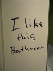 "I like this bathroom", written on the wall of the restroom next to the drinking fountain. - , Utah