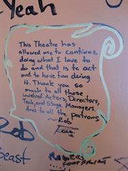 “This Theatre has allowed me to continue doing what I love to do and that is to act and to have fun doing it.  Thank you so much to all those involved:  Actors, Directors, Tech, and Stage Managers.  And to all the patrons.  Rob.” - , Utah