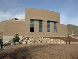 The exterior wall at the southwest corner of the performing arts center. - , Utah