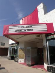 'Support the Triple', probably referring to local troops serving in Iraq, on the attraction board of the Beaver Cinema. - , Utah