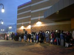 Moviegoers wait in line outside the theater for the 'Canned Film Festival'. - , Utah