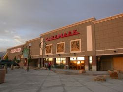 In front of the theater is a small plaza which connects to a row of stores along one side of the parking lot. - , Utah