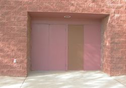 Four exit doors from the main hall of the City Square 4 Theater. - , Utah