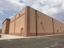 On the left is the west wall of the building and on the right is the rear wall. - , Utah