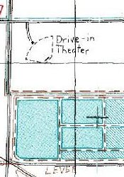 The Desert Drive-In on a 1992 geological survey map.  The theater was located at the intersection of two dirt roads on the outskirts of Delta, just north of a sewage treatment plant. - , Utah