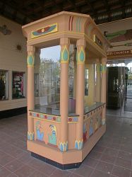 The original ticket booth of Peery's Egyptian Theater sits in the middle of the theater entrance. - , Utah