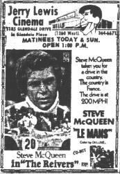 Newspaper ad for the Jerry Lewis Cinema.