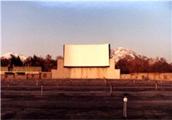 Screen II of the Highland Drive-In was on the east end of the drive-in.  When a wide screen was installed it had to curve on the edges because of the theater's original concrete wall. - , Utah