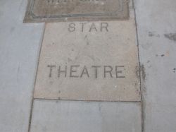 The location of the theater is marked in the concrete sidewalk with the words, 'Star Theatre' - , Utah
